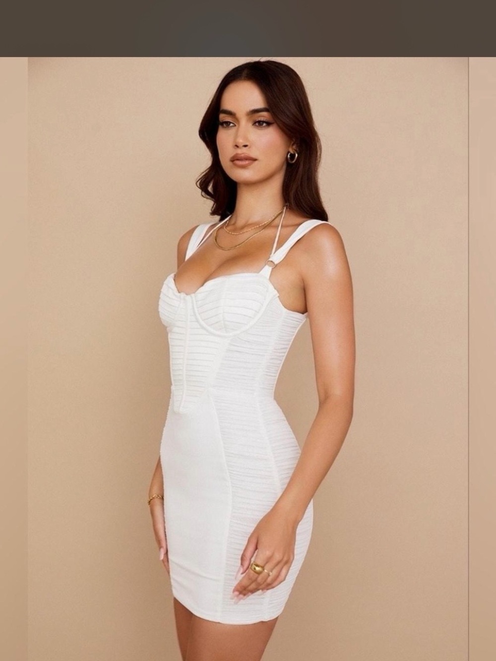 House of CB White Structured Bustier Mini Dress